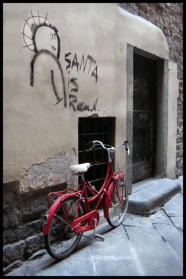 Is Santa Real?, Italian Street Art, Red Italian Bike, Florence Graffitti