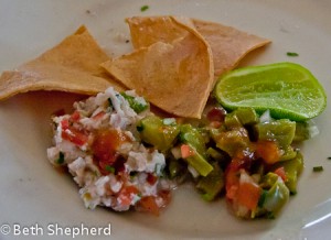 Ceviche and nopale salad