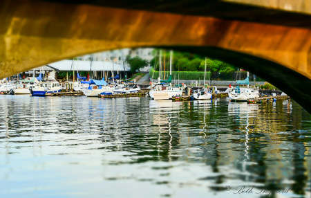 Ballard Locks Bridge and boat view