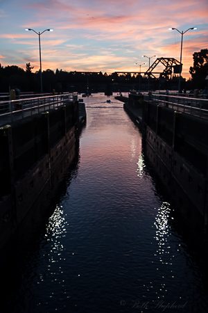 Sunset at Ballard Locks