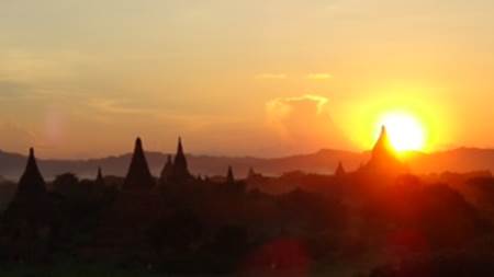 Sunset over Bagan temples