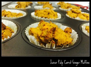 Juicer pulp carrot ginger muffins