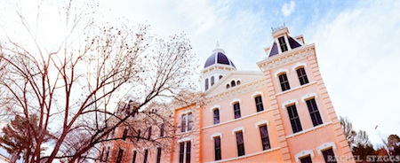 marfa, texas presidio county courthouse 35mm film panoramic by rachel staggs