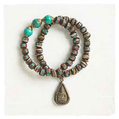 Amulet look bracelet with Tibetan beads