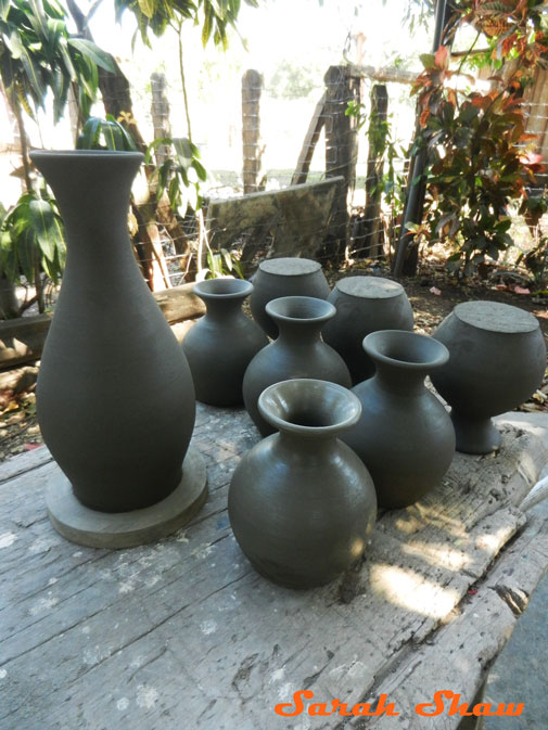 New pots left to dry for a day in Guatil, Costa Rica
