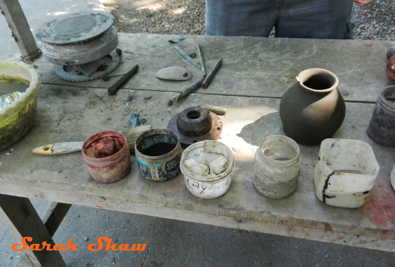 The workbench of a potter in Guatil, Costa Rica