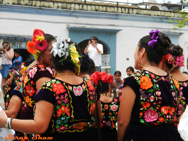Women gather after a wedding in Oaxaca, Mexico