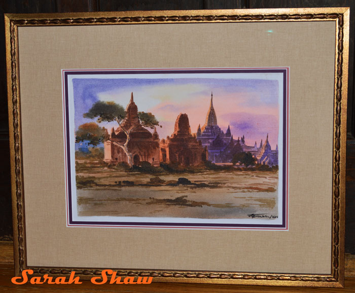 Custom framed Bagan painting by Frames Unlimted