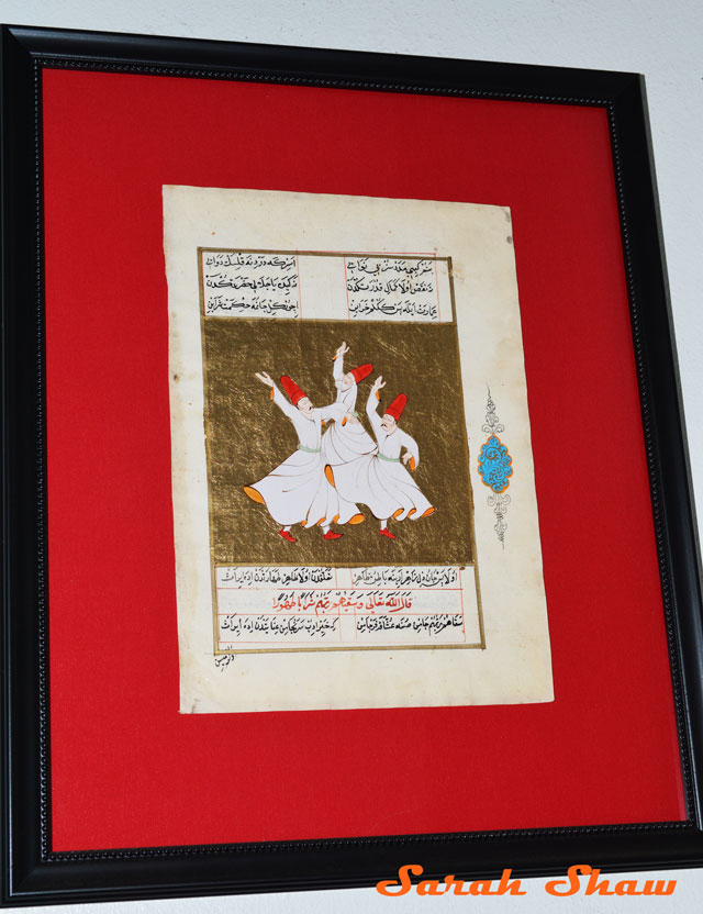 Framed Dervish Painting from Istanbul, Turkey