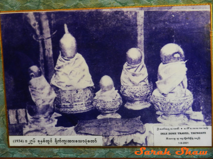 1934 Image of the Inle Lake Buddhas covered in gold leaf, Myanmar