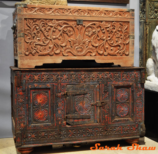 Indian trunks offered at the Chicago Botanic Garden's Antique and Garden Fair