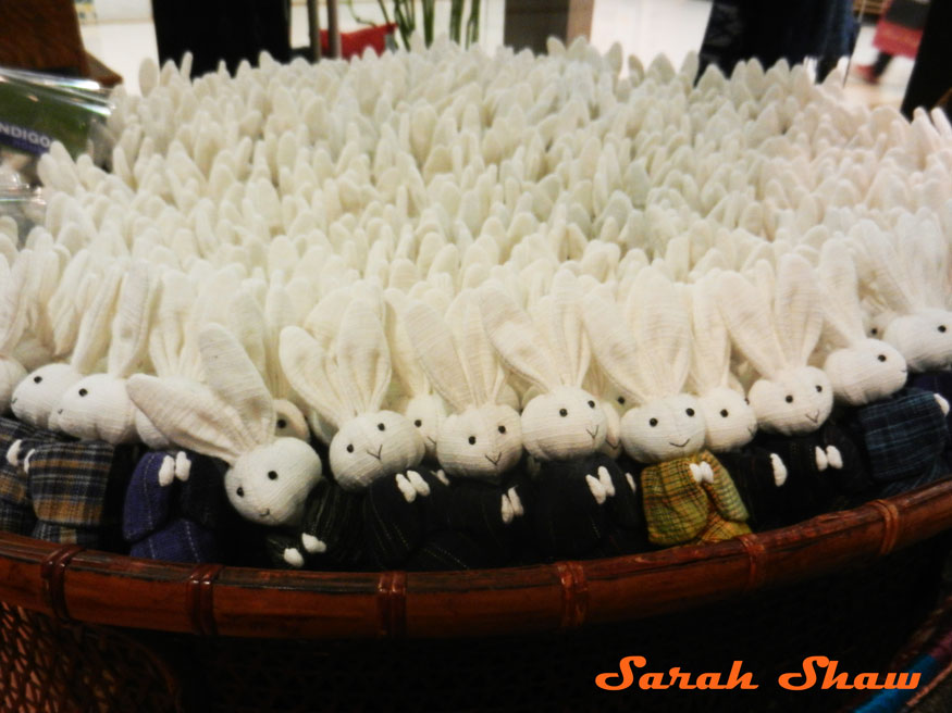 Rabbits in Indigo Kimonos at Indigo House in Bangkok, Thailand