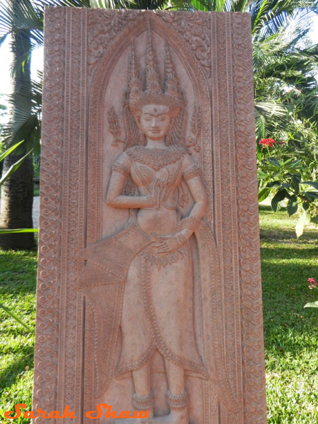 Wood carving of an apsara from Artisans Angkor