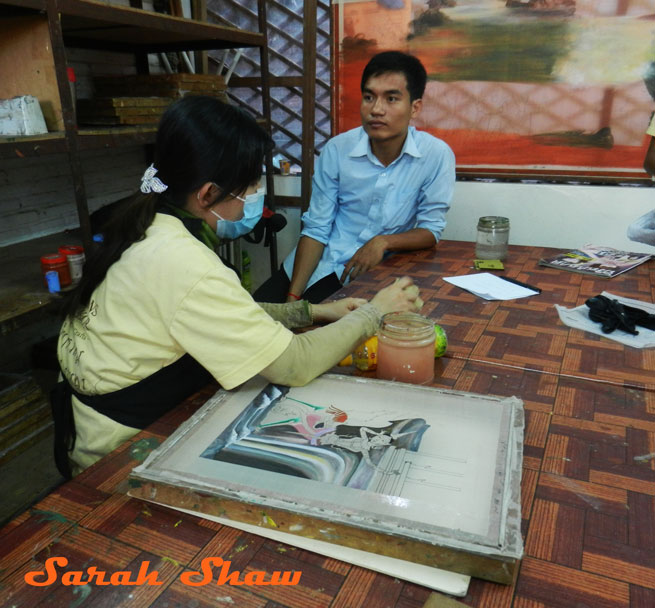 Silk painting at Artisans Angkor in Siem Reap