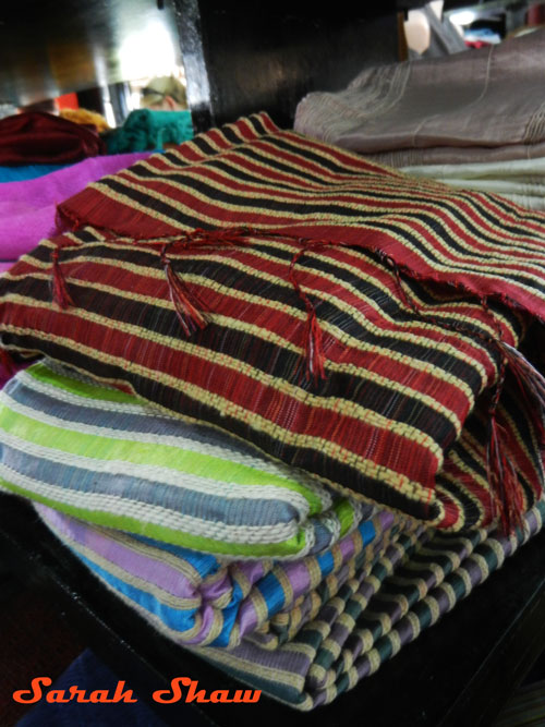Scarves of all colors and stripes are available at Khit Sunn Yin