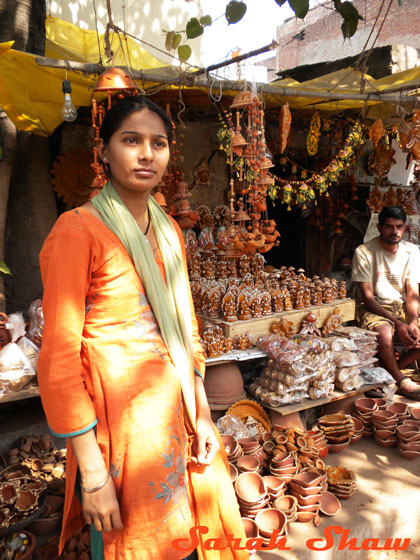 Vendor at a Diwali Market in New Delhi, India