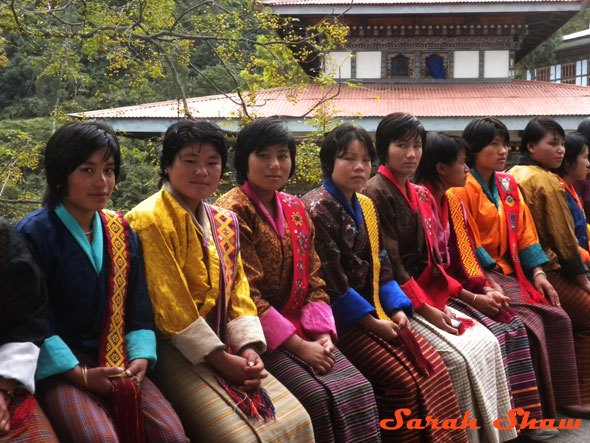 Women in the national dress in Trashigang