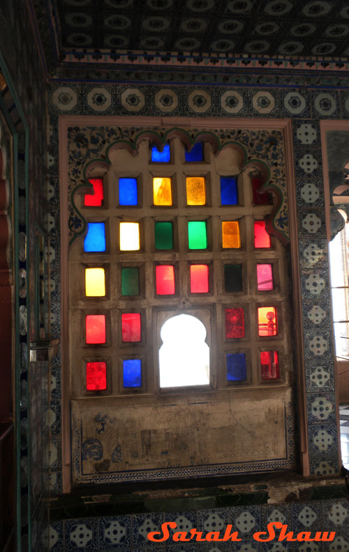 Panes of colored glass in the City Palace