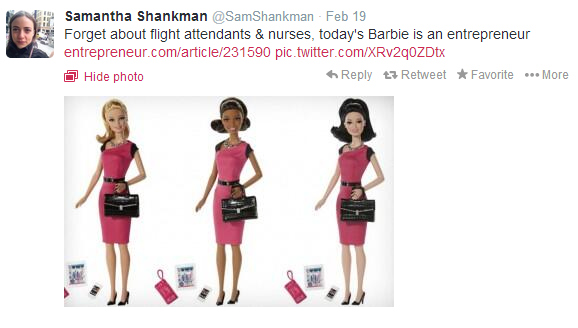 Samantha Shankman's Barbie Tweet