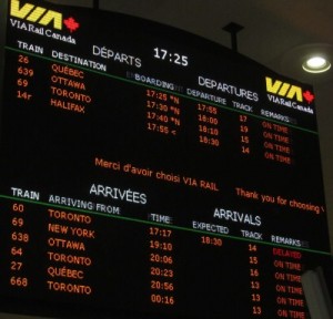 VIA Rail Canada Arrivals Departures