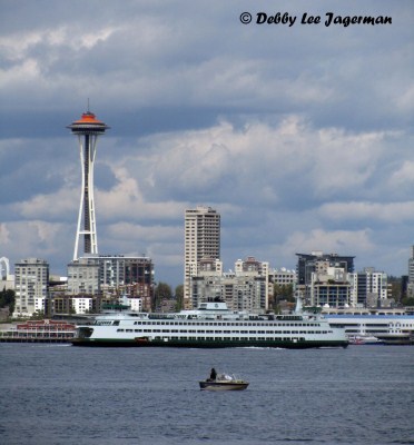 Alki Beach view of Space Needle Seattle