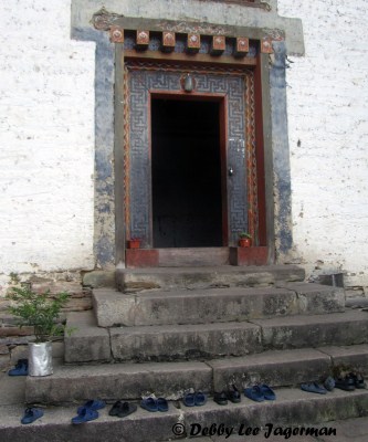 Bhutan Windows and Doors Shoes into Monastery