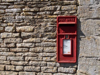 Red Post Office Box Cotswold Stone Artistic