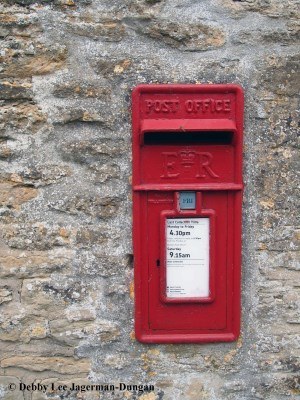 Red Post Office Box Cotswold Stone Wall
