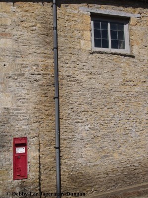 Red Post Office Box Wall Window Cotswold Stone