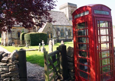 Red Telephone Box Church of St Barnabus Cotswolds