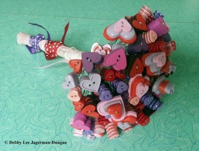 Button Bouquet Purple Pink Red Hearts