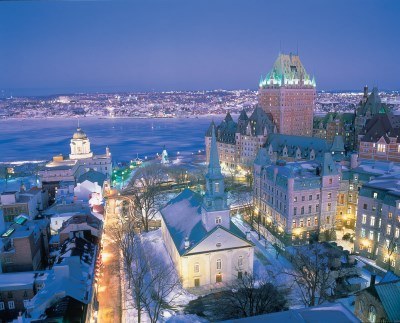 Old Quebec at Night in Winter
