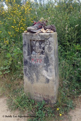 Camino de Santiago Hiking Boots Stone Marker