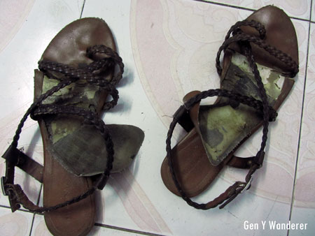 Travel-worn sandals