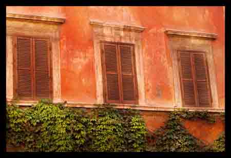 Classic italian building with shutters, Italian wall