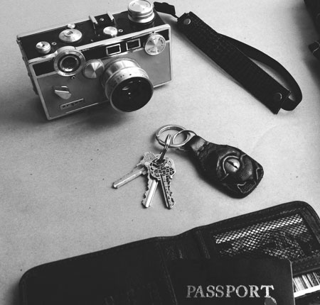 Vintage Camera and Passport