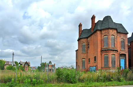 A view of one of the Mansard houses in Detroit.