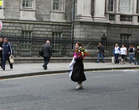 Woman walking in Dublin