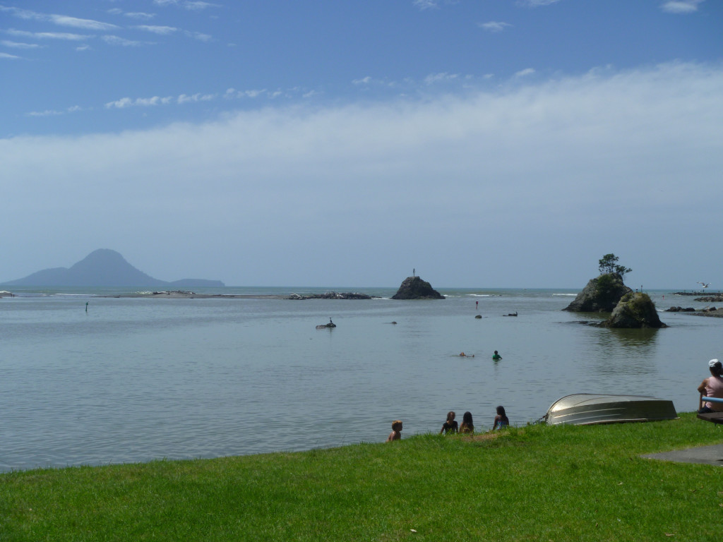 Whakatane River Mouth with Motohora floating out at sea