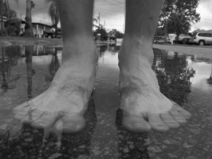 Feet In Puddle
