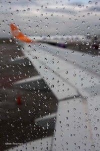 rain on plane window