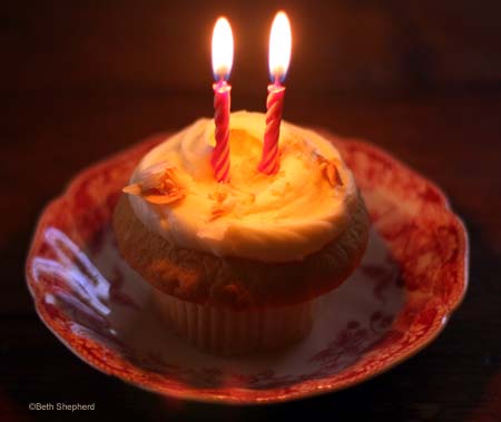 Cupcake and two candles