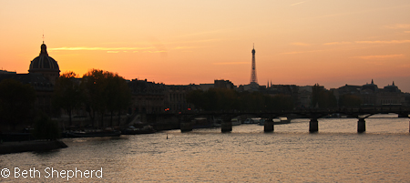 Sunset on the Seine, Paris, France