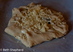 Rustic onion tart before cooking