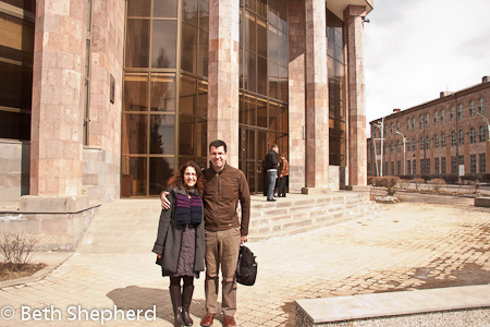 Outside the courthouse in Gyumri