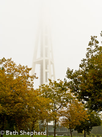 Space Needle in fog