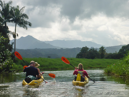 Kayak Kauai paddling companions at Hanalei River