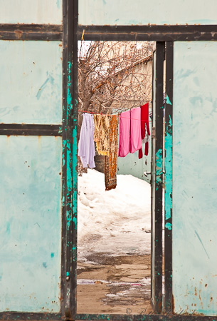 Laundry drying in Gyumri