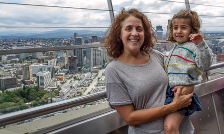 Space Needle at the top with Seattle below