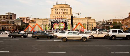 The heart of Republic Square in Yerevan Armenia